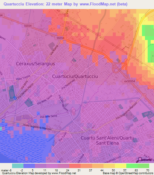 Quartucciu,Italy Elevation Map