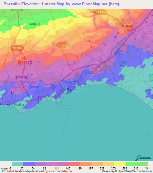 Pozzallo,Italy Elevation Map