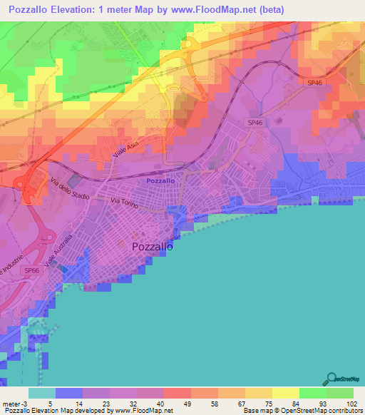 Pozzallo,Italy Elevation Map