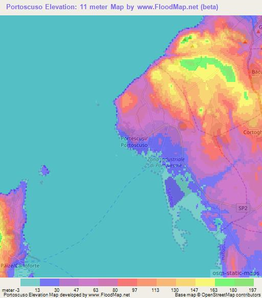 Portoscuso,Italy Elevation Map