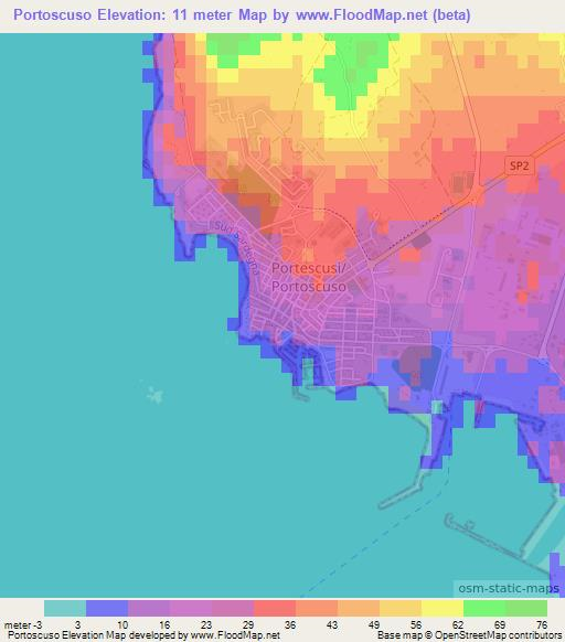 Portoscuso,Italy Elevation Map