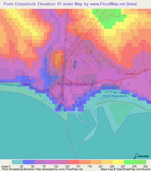 Porto Empedocle,Italy Elevation Map