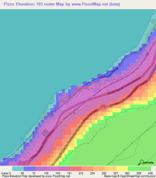 Pizzo,Italy Elevation Map