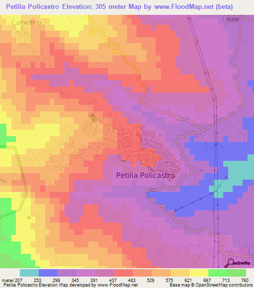 Petilia Policastro,Italy Elevation Map