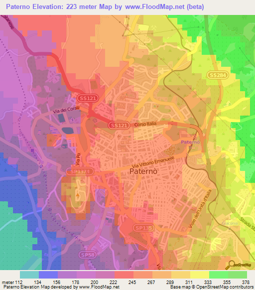 Paterno,Italy Elevation Map