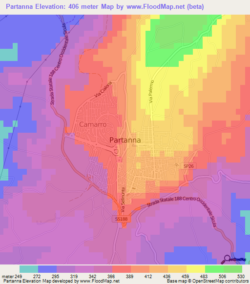 Partanna,Italy Elevation Map