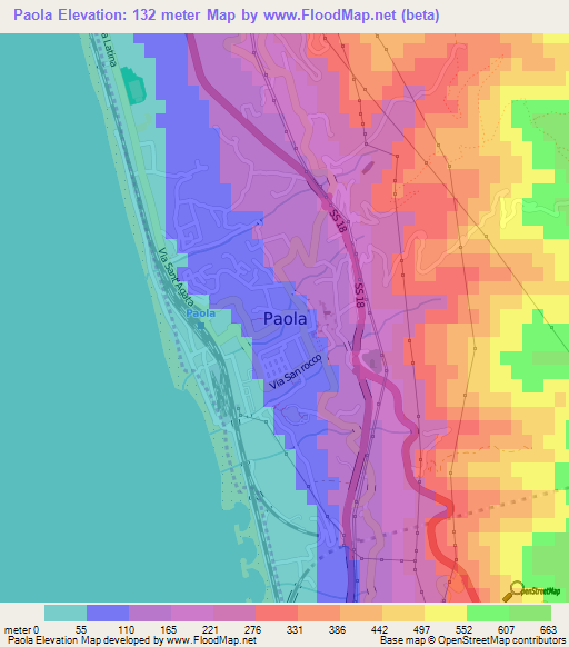 Paola,Italy Elevation Map