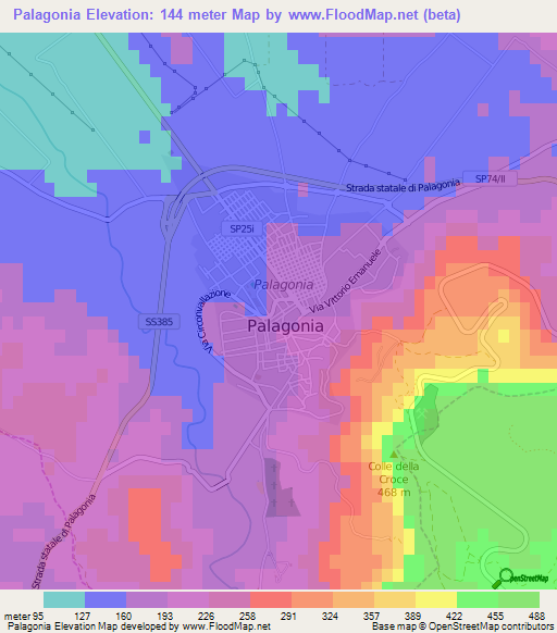 Palagonia,Italy Elevation Map