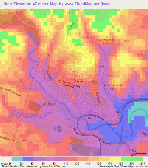 Noto,Italy Elevation Map