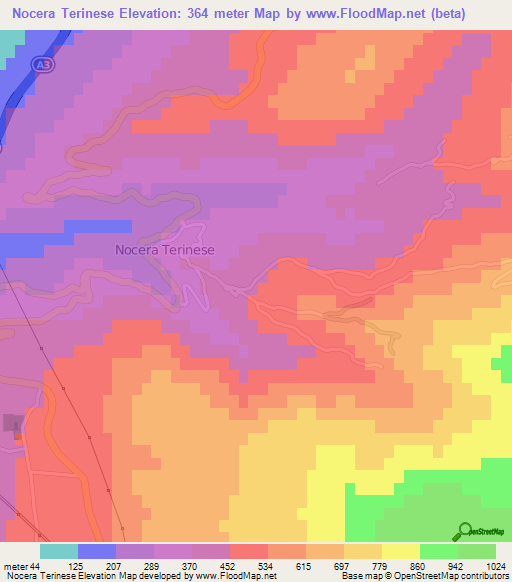 Nocera Terinese,Italy Elevation Map