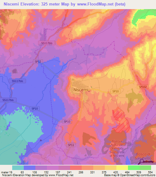 Niscemi,Italy Elevation Map