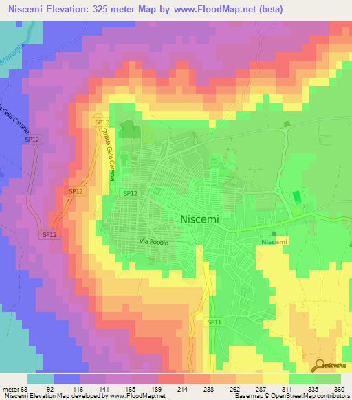 Niscemi,Italy Elevation Map