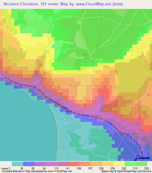 Nicotera,Italy Elevation Map