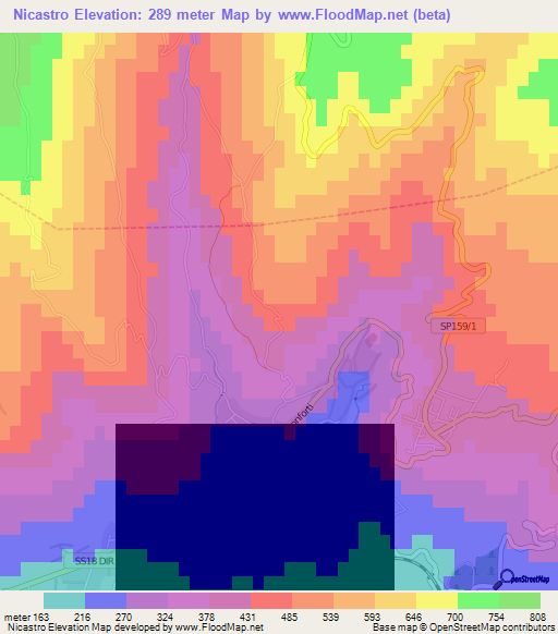 Nicastro,Italy Elevation Map