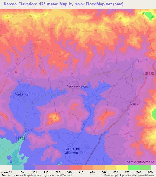 Narcao,Italy Elevation Map