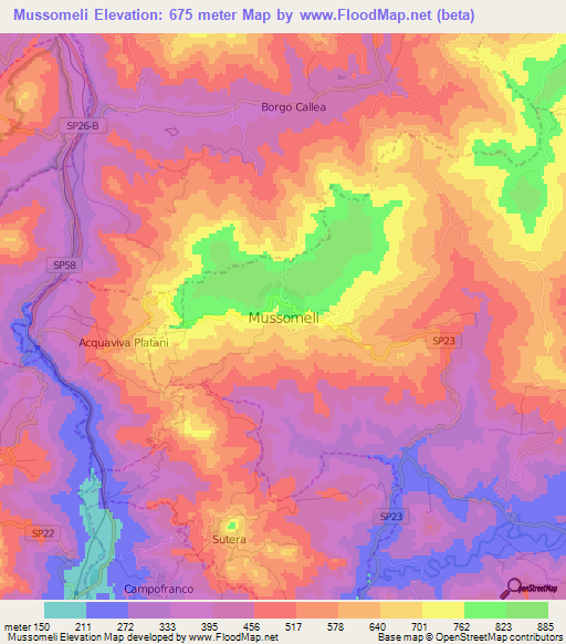 Mussomeli,Italy Elevation Map