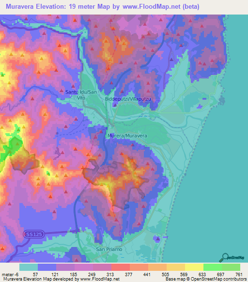 Muravera,Italy Elevation Map