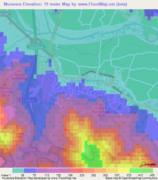 Muravera,Italy Elevation Map