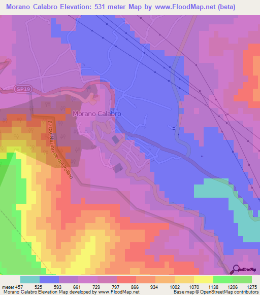 Morano Calabro,Italy Elevation Map