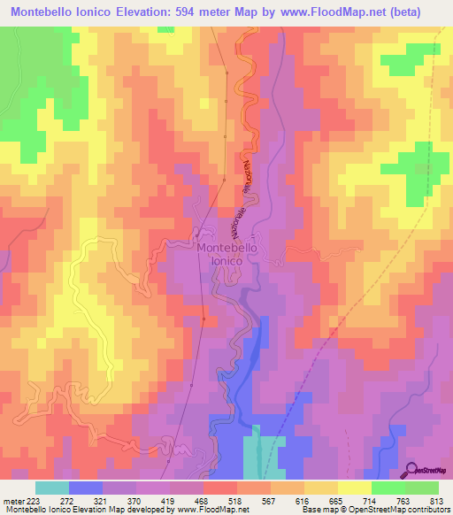 Montebello Ionico,Italy Elevation Map