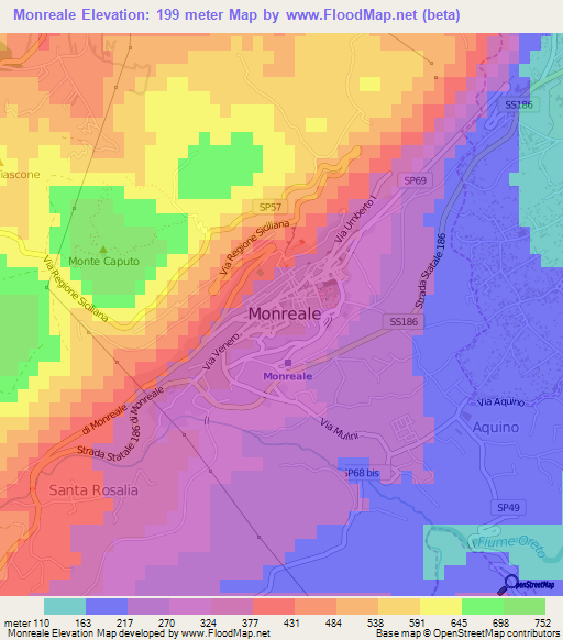 Monreale,Italy Elevation Map