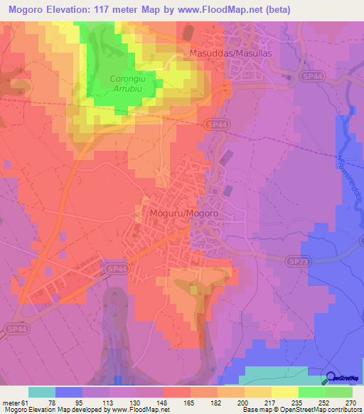 Mogoro,Italy Elevation Map