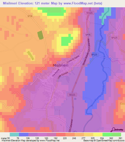 Misilmeri,Italy Elevation Map