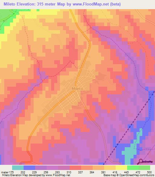 Mileto,Italy Elevation Map