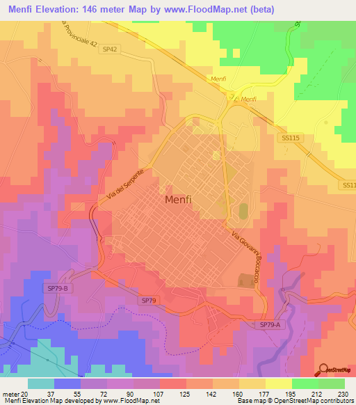 Menfi,Italy Elevation Map