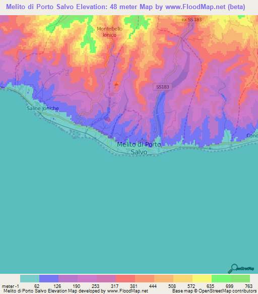 Melito di Porto Salvo,Italy Elevation Map