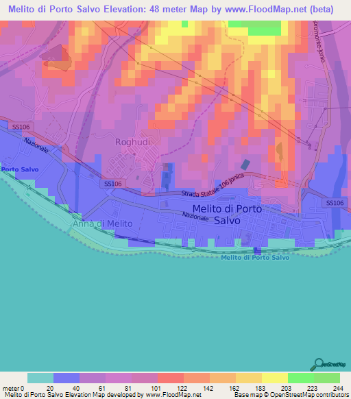 Melito di Porto Salvo,Italy Elevation Map