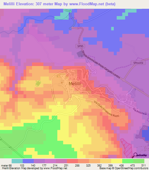 Melilli,Italy Elevation Map