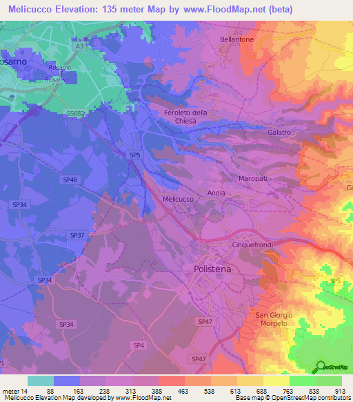 Melicucco,Italy Elevation Map