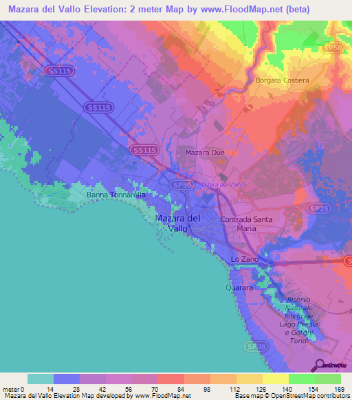 Mazara del Vallo,Italy Elevation Map