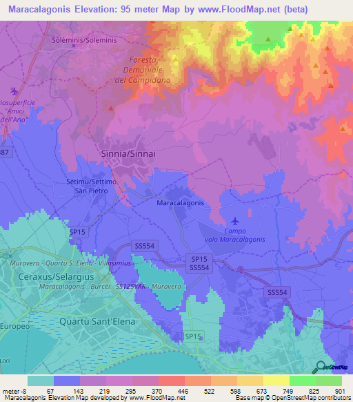 Maracalagonis,Italy Elevation Map