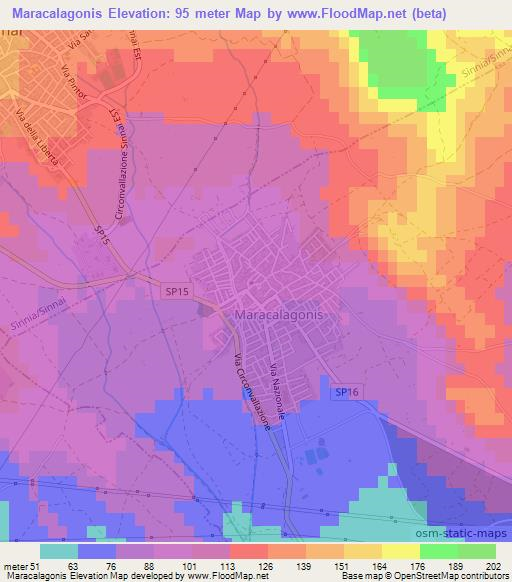 Maracalagonis,Italy Elevation Map