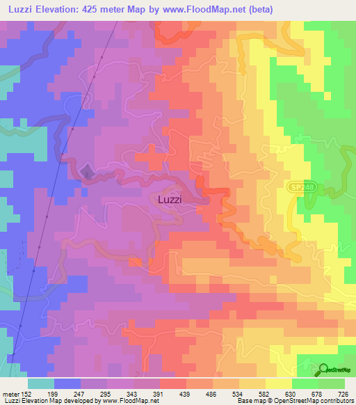 Luzzi,Italy Elevation Map