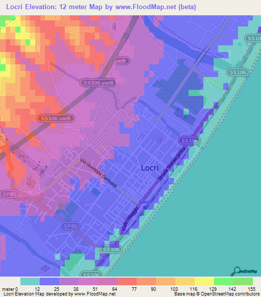 Locri,Italy Elevation Map