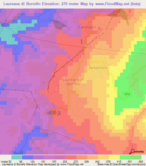 Laureana di Borrello,Italy Elevation Map