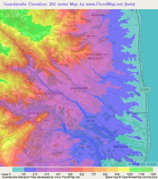 Guardavalle,Italy Elevation Map