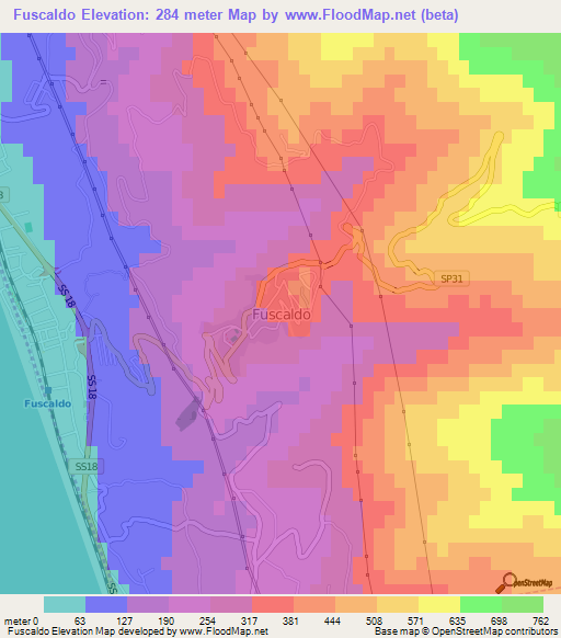 Fuscaldo,Italy Elevation Map