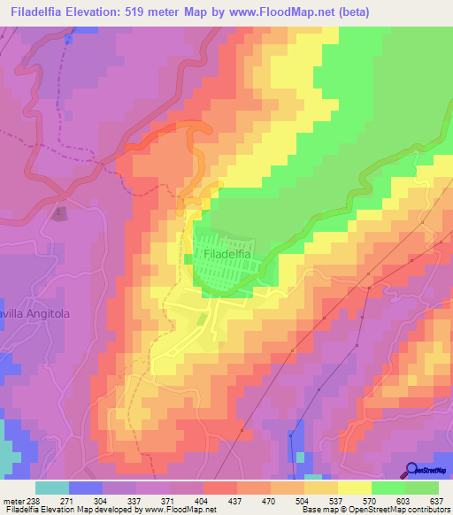 Filadelfia,Italy Elevation Map