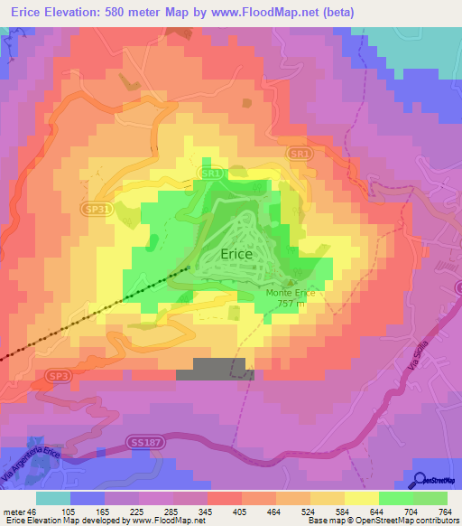 Erice,Italy Elevation Map