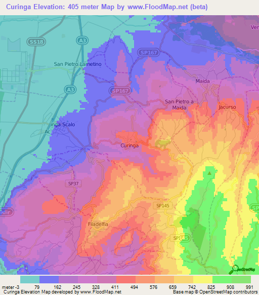 Curinga,Italy Elevation Map