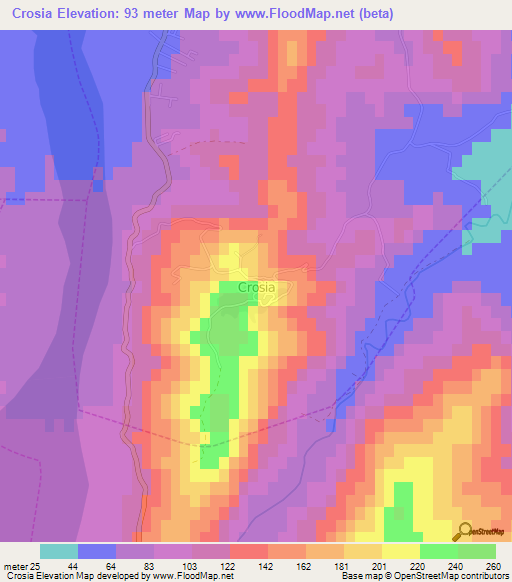 Crosia,Italy Elevation Map