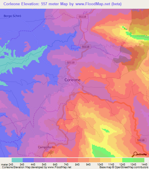 Corleone,Italy Elevation Map