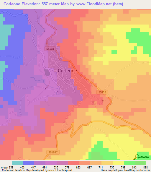 Corleone,Italy Elevation Map