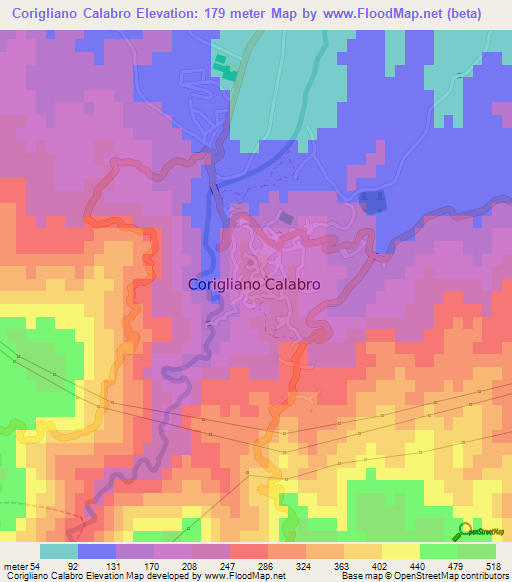 Corigliano Calabro,Italy Elevation Map