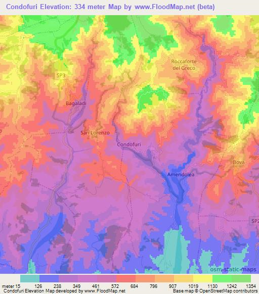 Condofuri,Italy Elevation Map