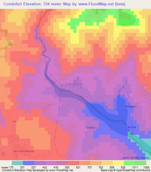 Condofuri,Italy Elevation Map